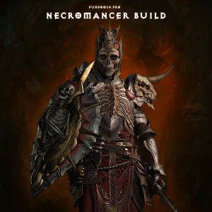 Necromancer summoning undead in Diablo 4, wielding dark magic.